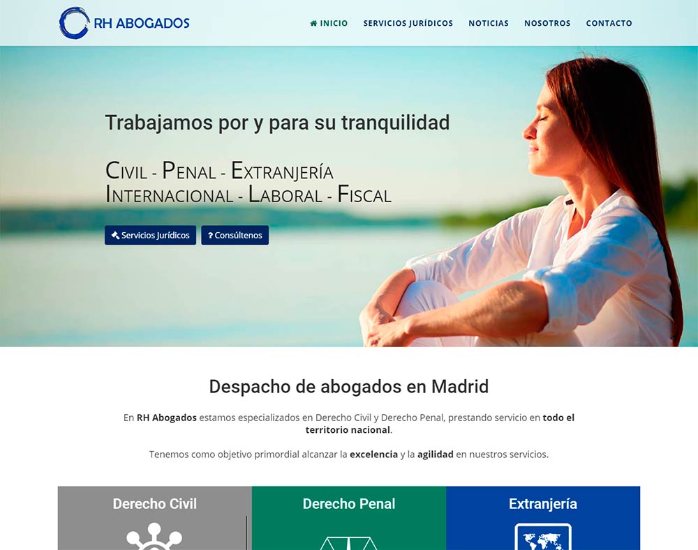 RH Abogados estrena su nueva página web